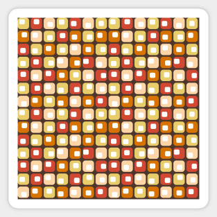 Funky 1970s Squares in Brown Orange Peach Yellow White Sticker